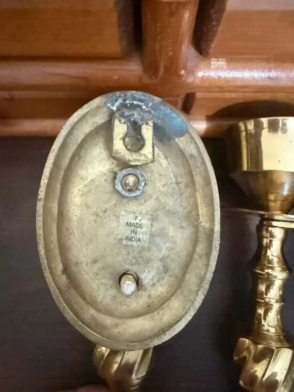 Pair of Vintage Solid Brass Wall Sconce Candle Holders with Swirl Detail